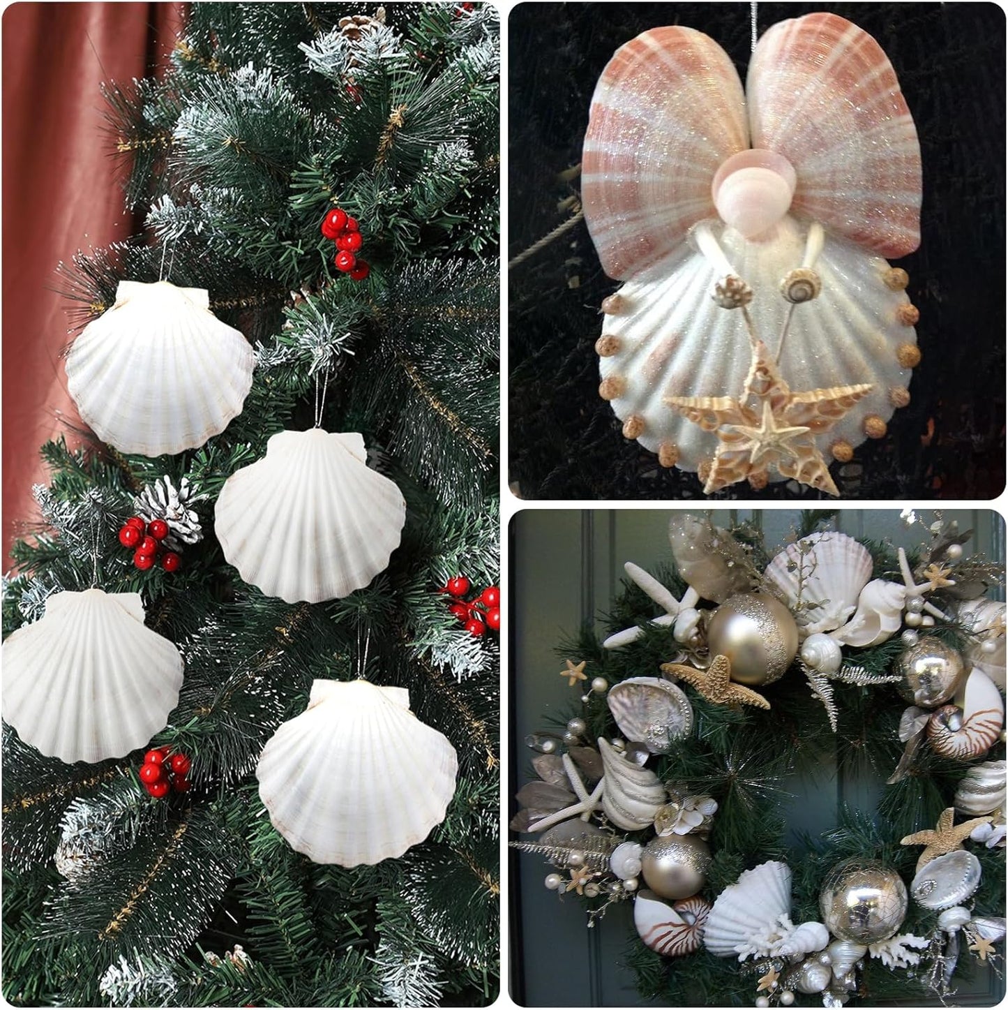 10PCS Large Natural Scallop Shells, 4''-5'' Large Shell for Crafts, DIY Painting, Baking and Beach Wedding Decorations - Large White Seashells Bulk for Ocean Themed Parties and Home Decor